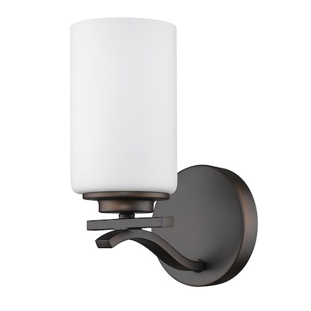 Estallar 9.75 x 5 x 6.5 in. Poydras 1-Light Oil-Rubbed Bronze Sconce with Etched Glass Shade ES3097180